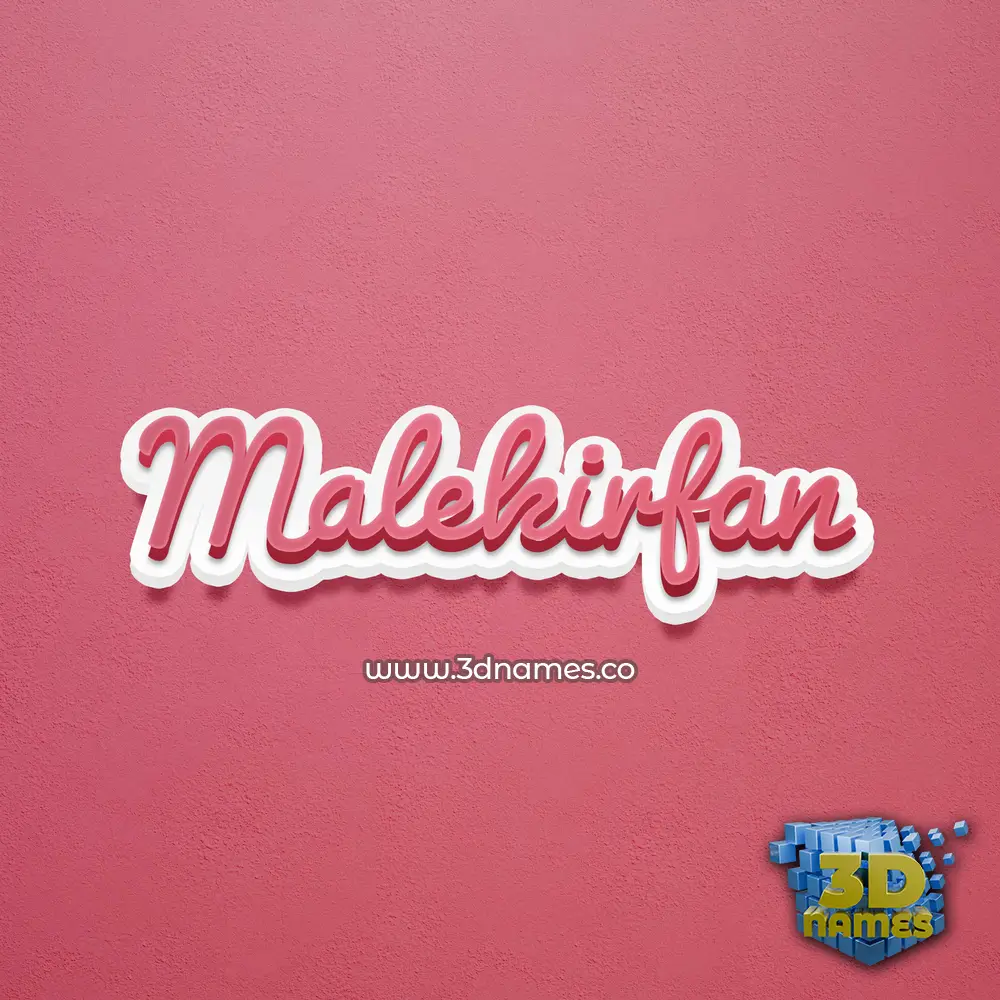 malekirfan in Red Scribble style - 3D name wallpaper