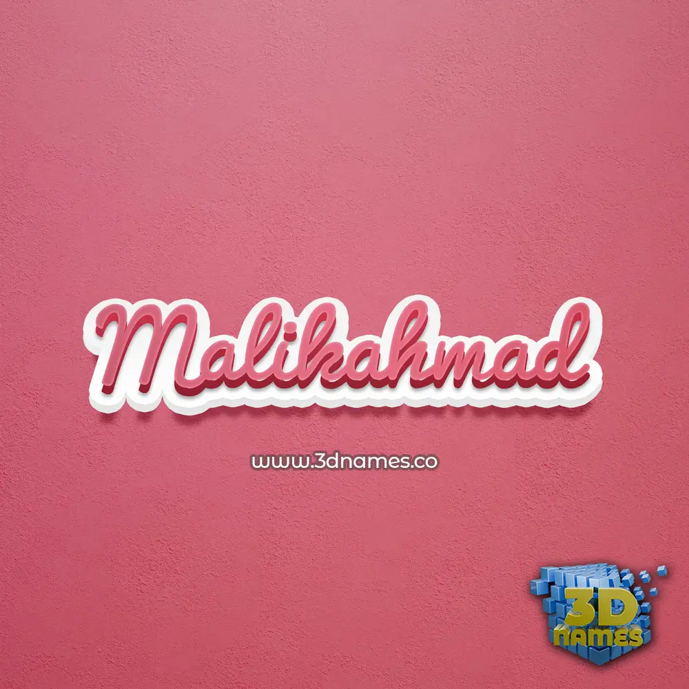 malikahmad in Red Scribble style - 3D name wallpaper