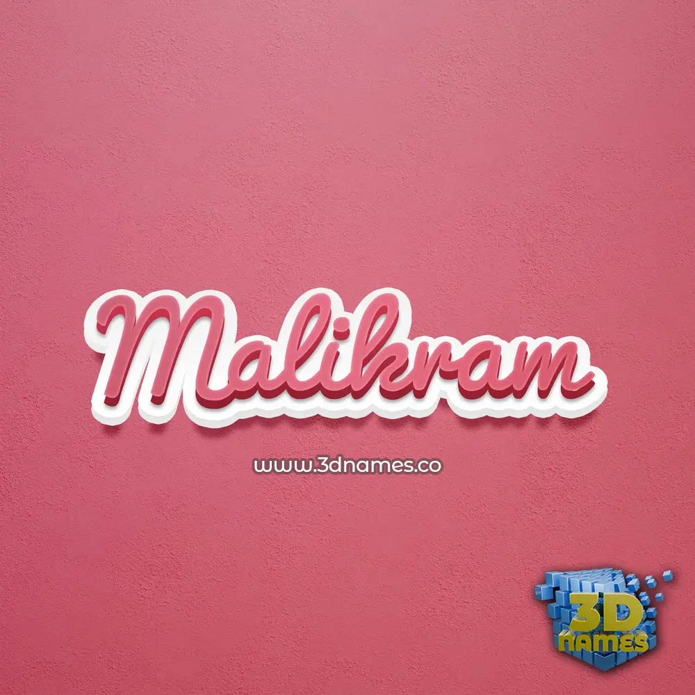malikram in Red Scribble style - 3D name wallpaper