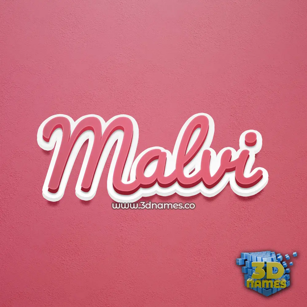 malvi in Red Scribble style - 3D name wallpaper