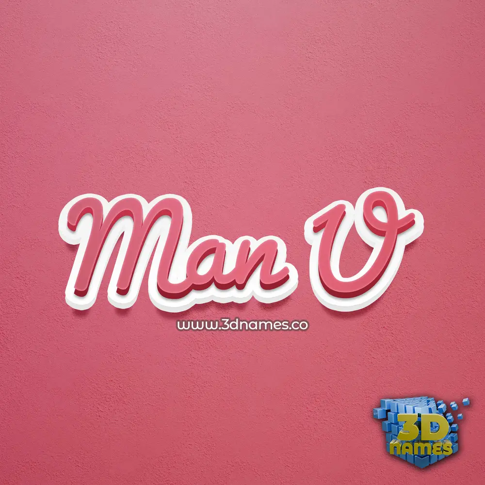 man u in Red Scribble style - 3D name wallpaper