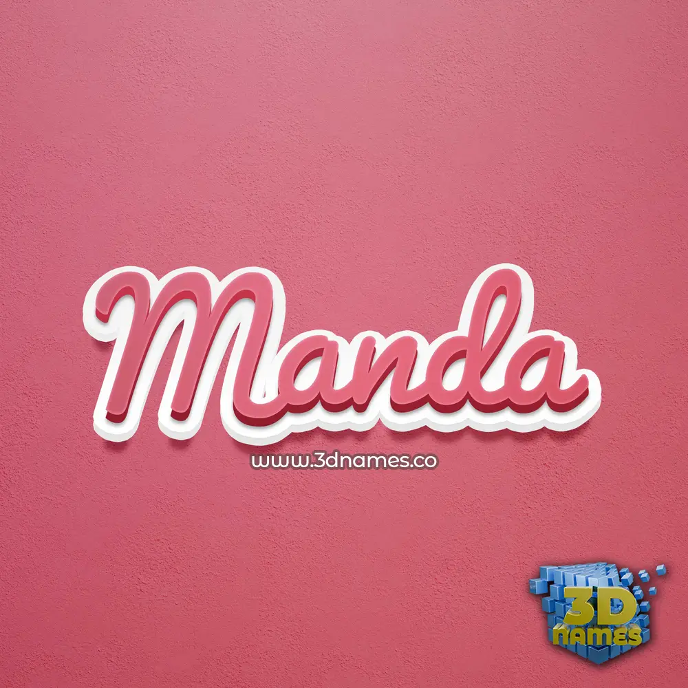 manda in Red Scribble style - 3D name wallpaper