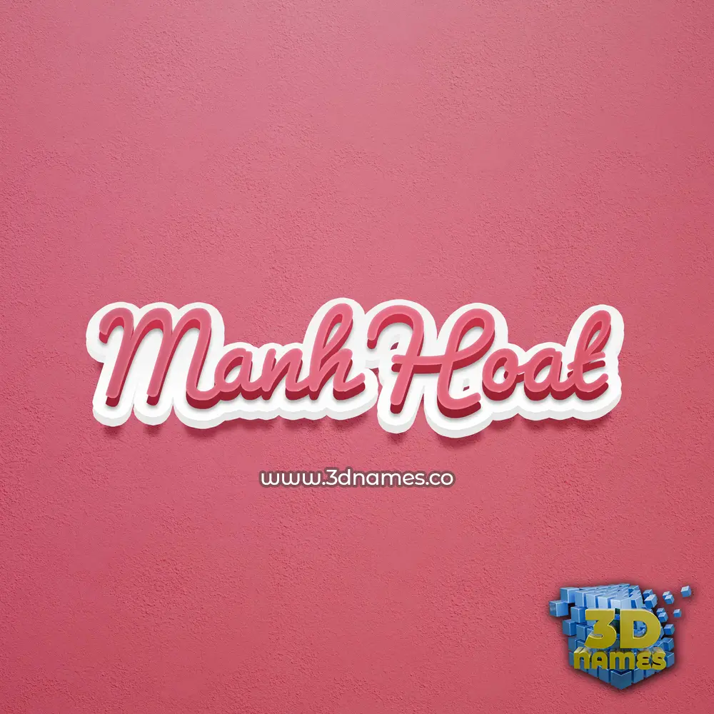 manh hoat in Red Scribble style - 3D name wallpaper