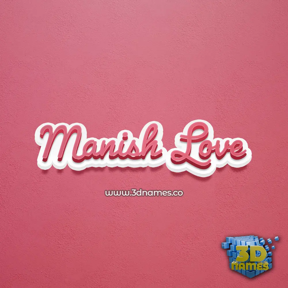 manish love in Red Scribble style - 3D name wallpaper