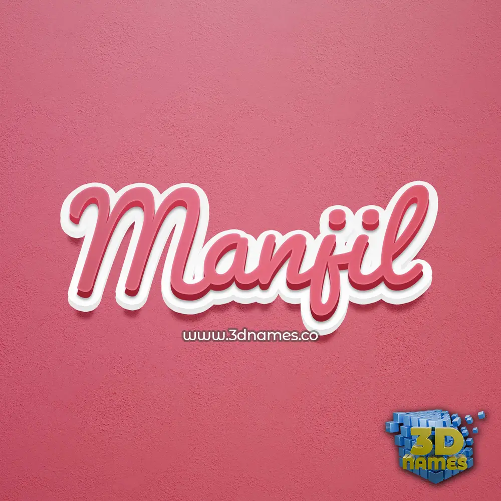 manjil in Red Scribble style - 3D name wallpaper