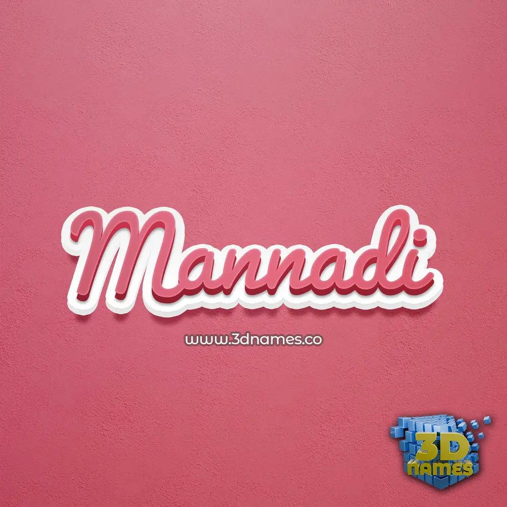 mannadi in Red Scribble style - 3D name wallpaper