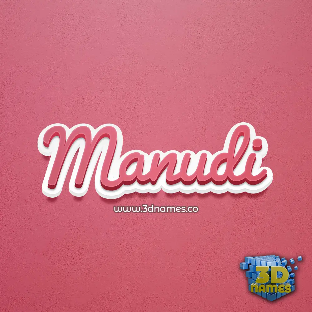 manudi in Red Scribble style - 3D name wallpaper