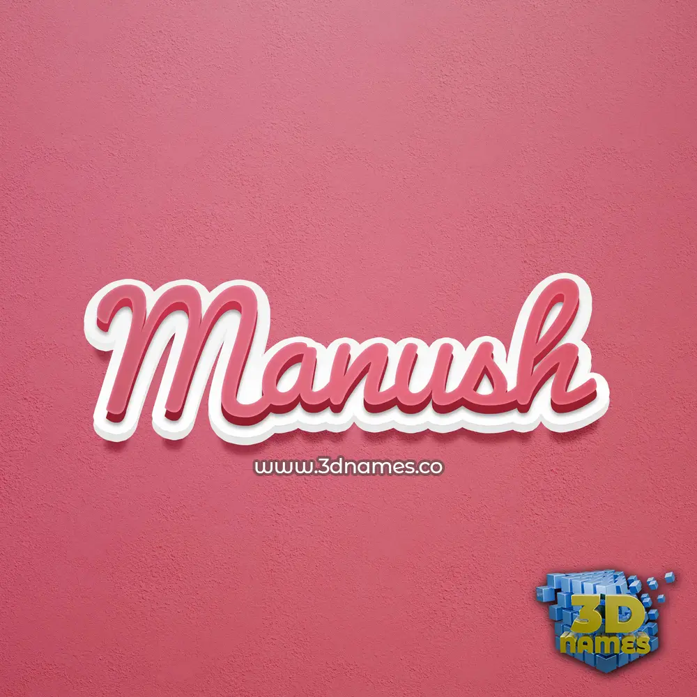 manush in Red Scribble style - 3D name wallpaper