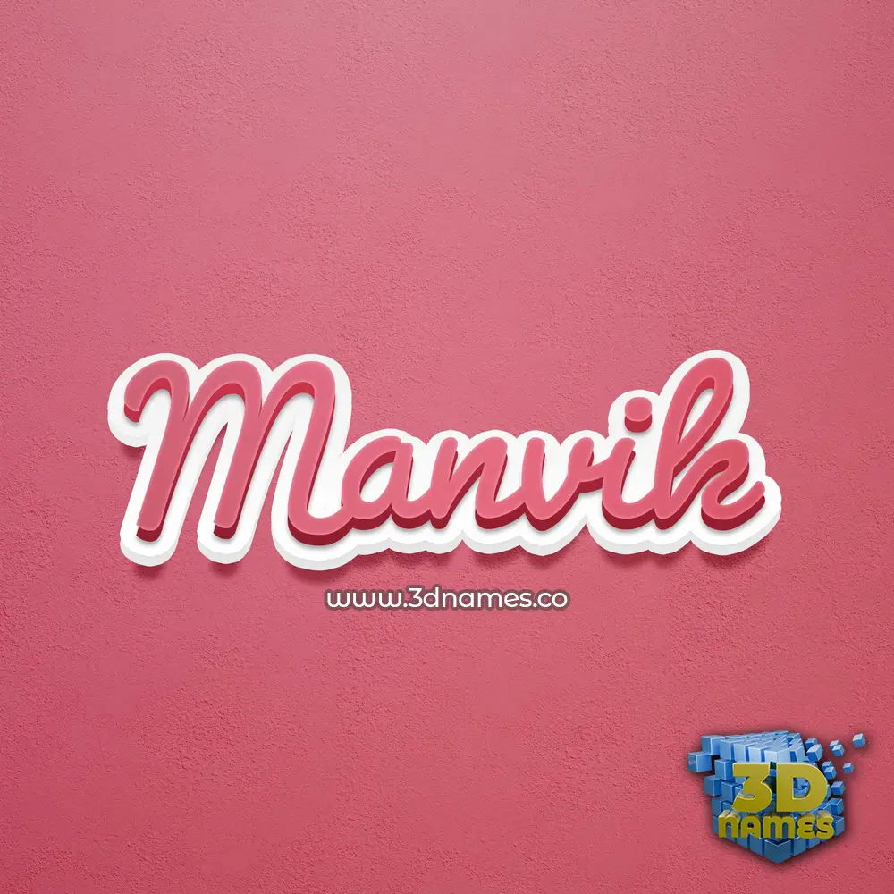 manvik in Red Scribble style - 3D name wallpaper