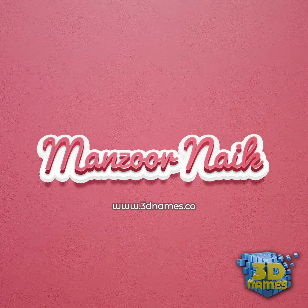 manzoor naik in Red Scribble style - 3D name wallpaper