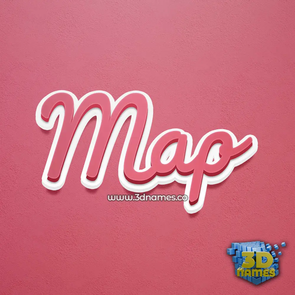 map in Red Scribble style - 3D name wallpaper