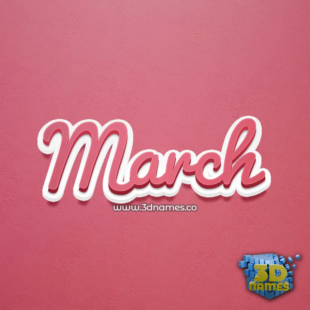 march in Red Scribble style - 3D name wallpaper