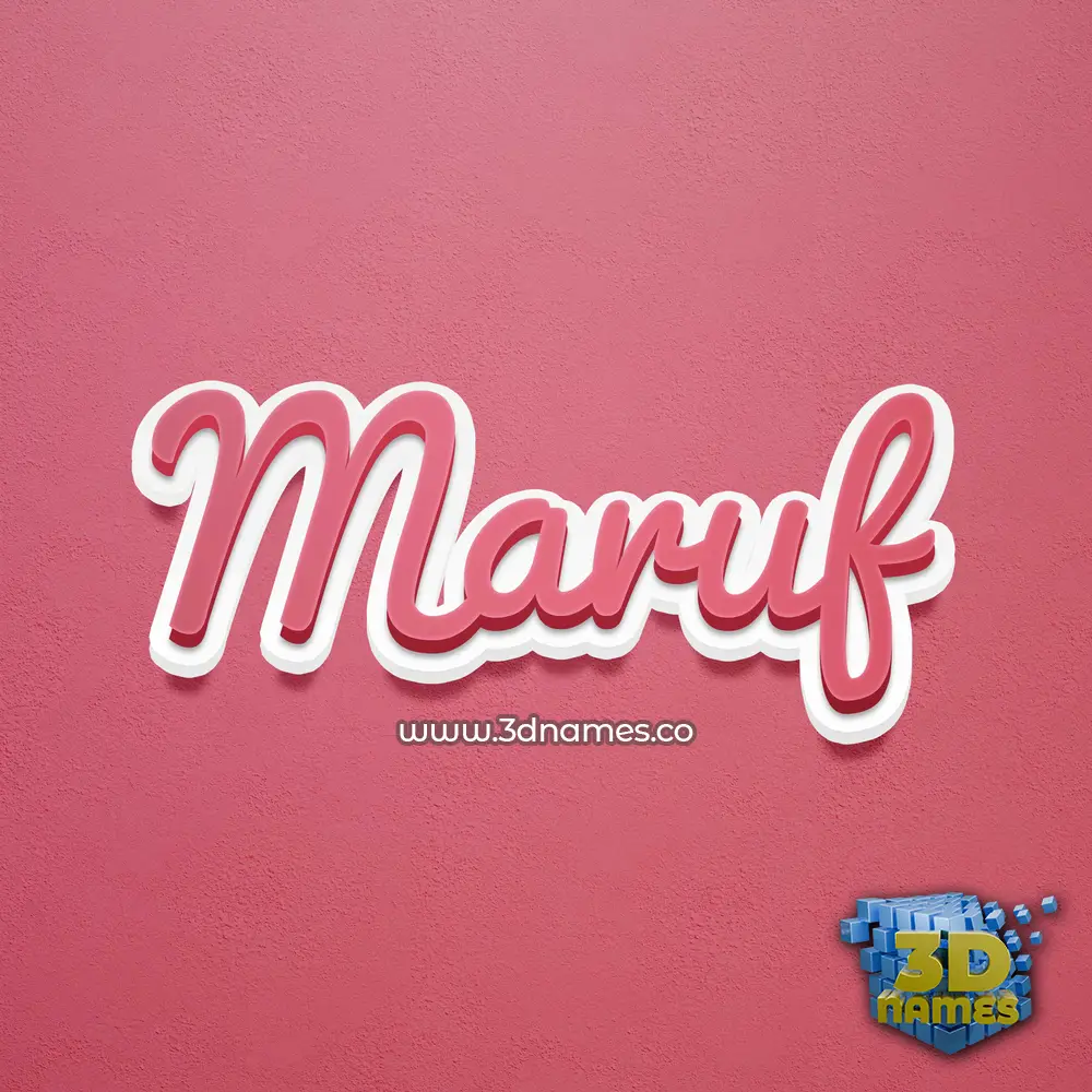 maruf in Red Scribble style - 3D name wallpaper