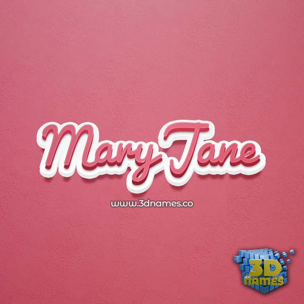mary jane in Red Scribble style - 3D name wallpaper