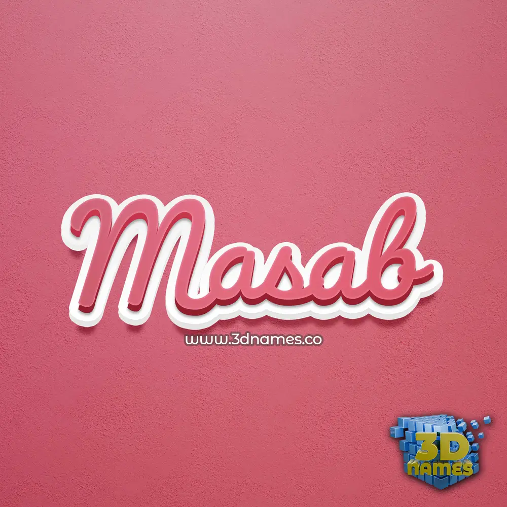 masab in Red Scribble style - 3D name wallpaper