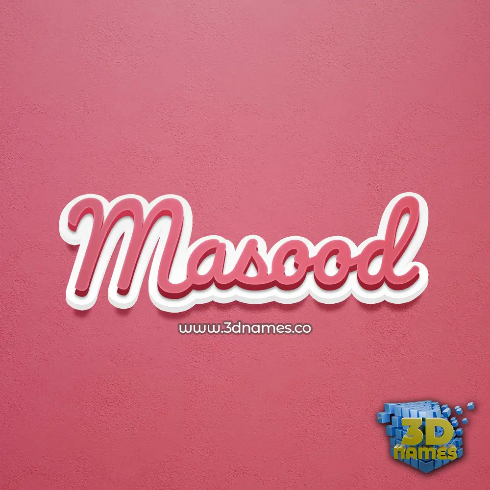 masood in Red Scribble style - 3D name wallpaper