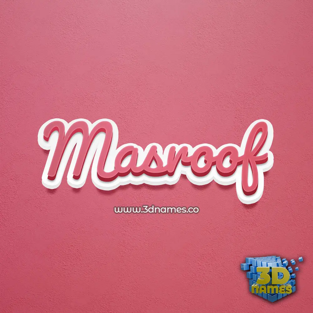 masroof in Red Scribble style - 3D name wallpaper