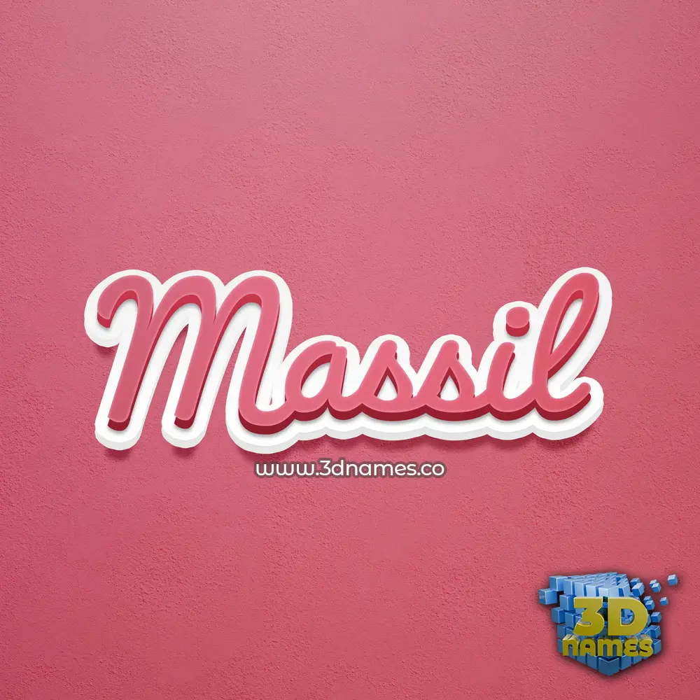 massil in Red Scribble style - 3D name wallpaper
