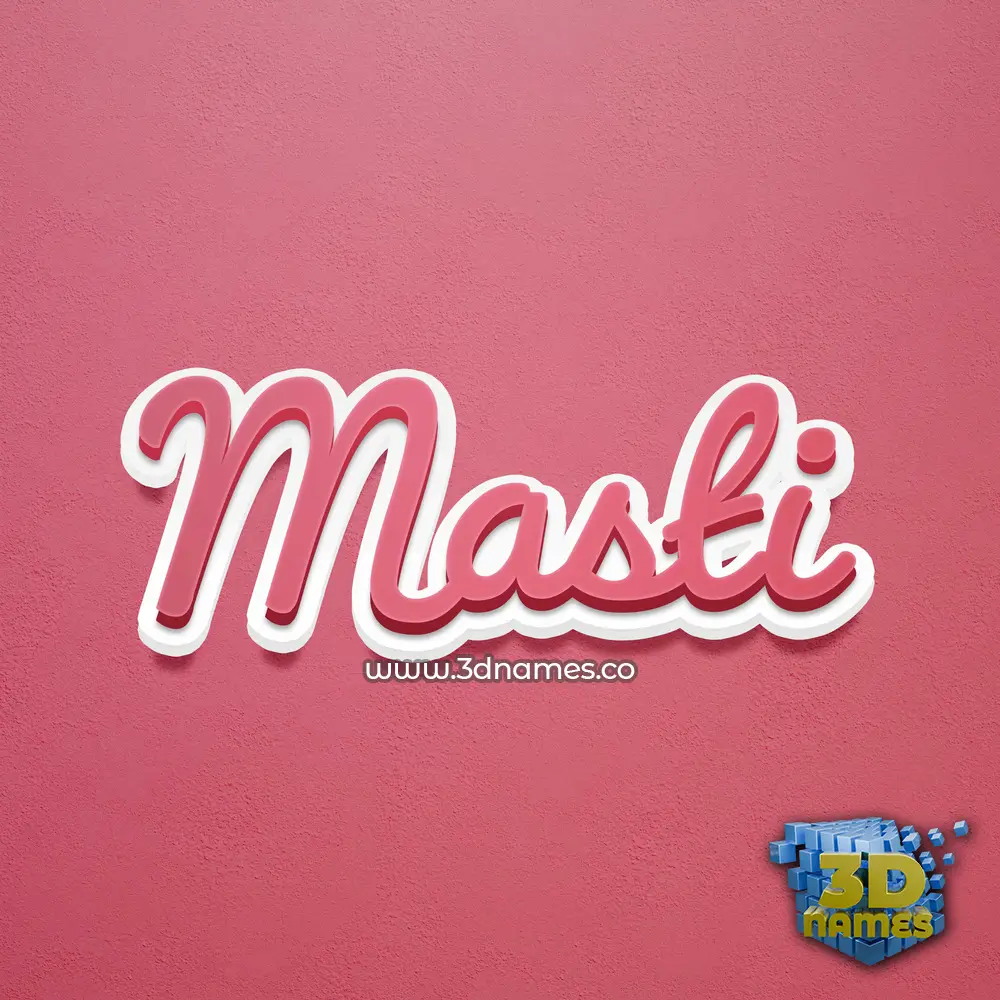 masti in Red Scribble style - 3D name wallpaper