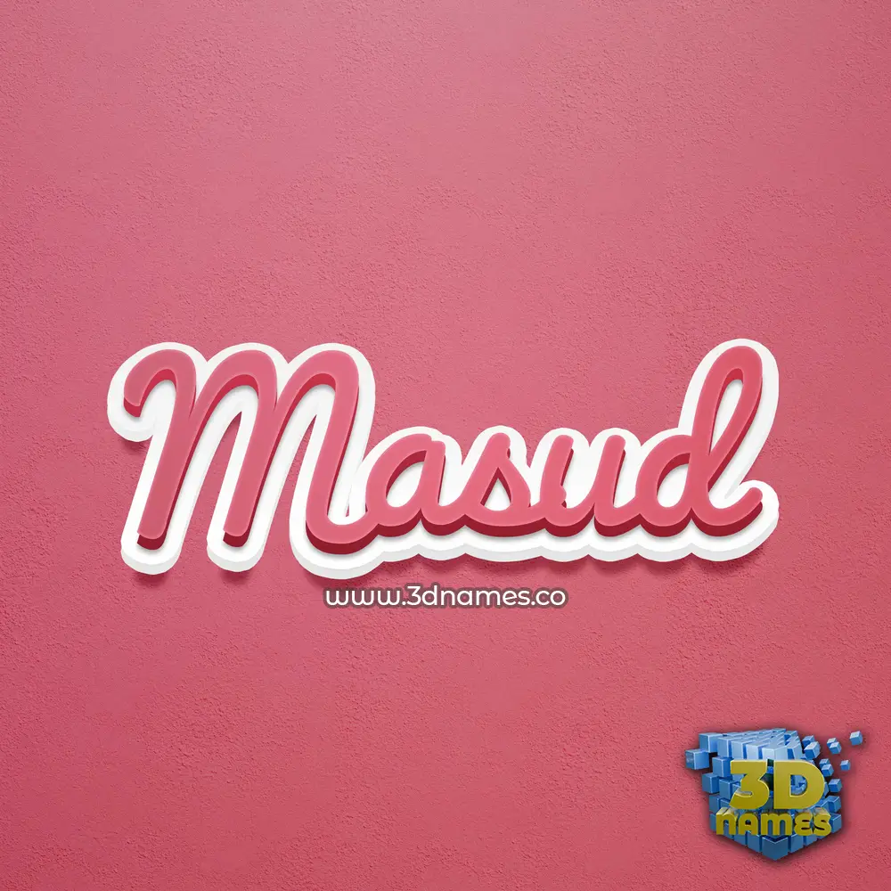 masud in Red Scribble style - 3D name wallpaper