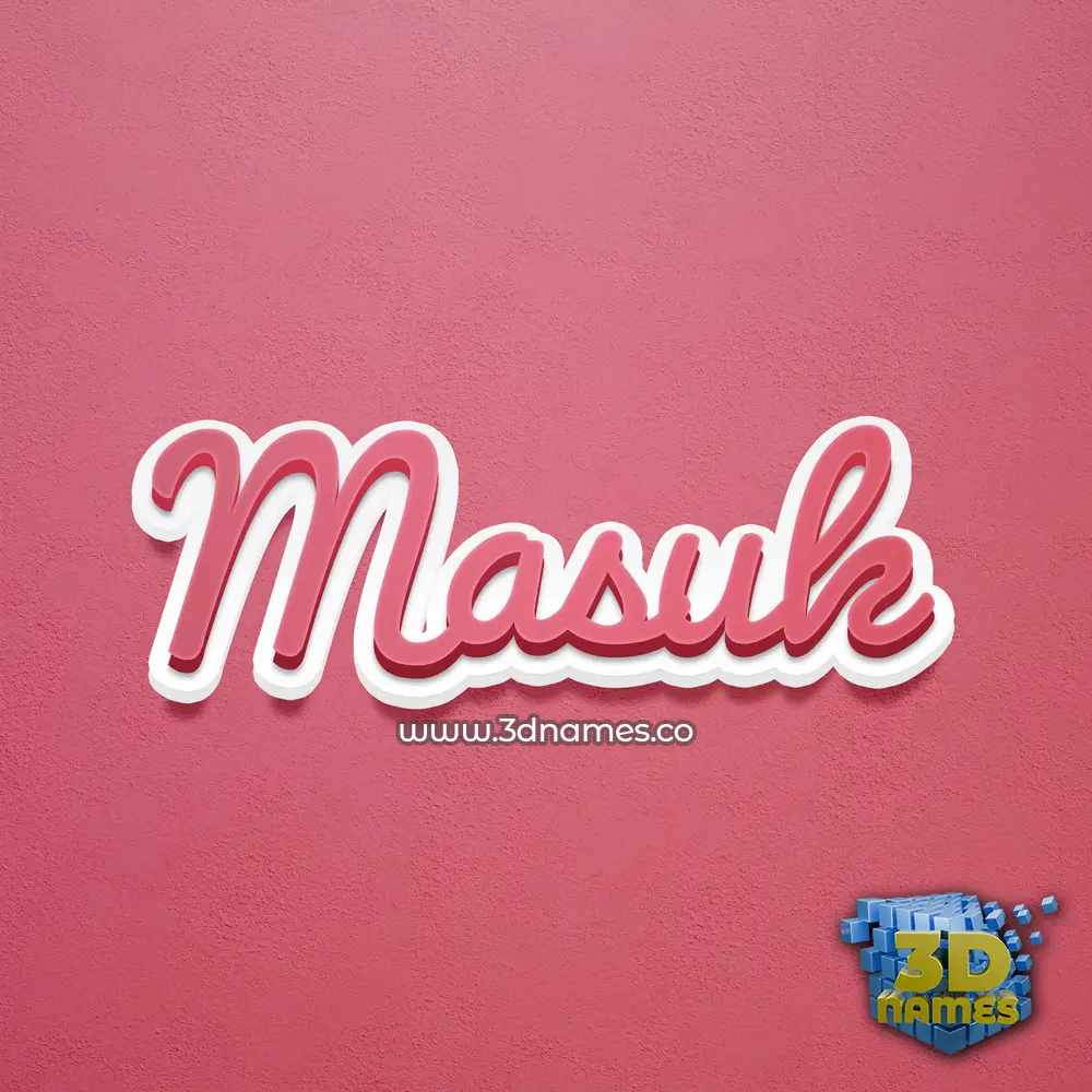 masuk in Red Scribble style - 3D name wallpaper
