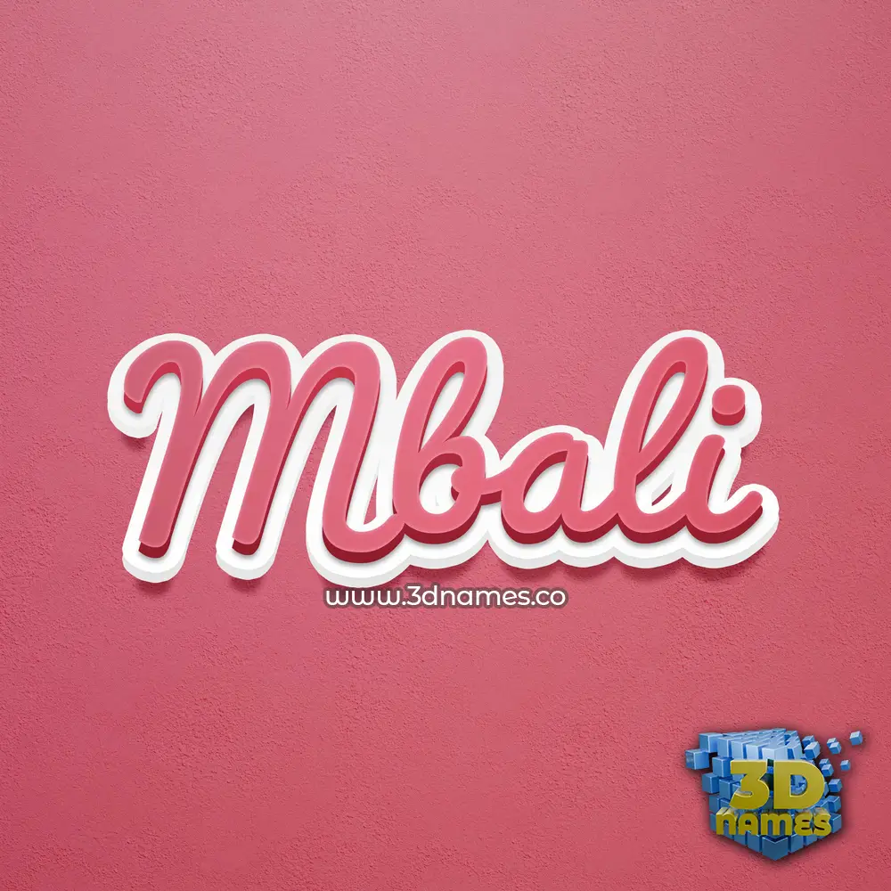 mbali in Red Scribble style - 3D name wallpaper