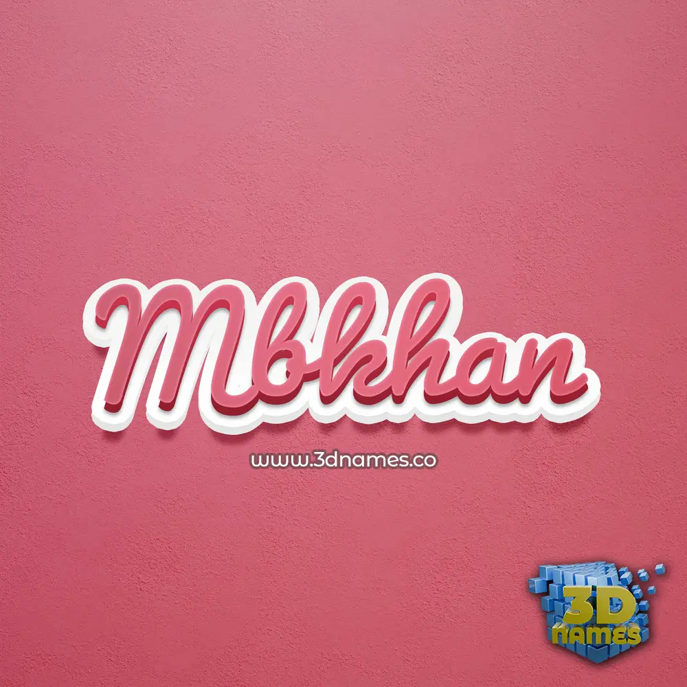 mbkhan in Red Scribble style - 3D name wallpaper