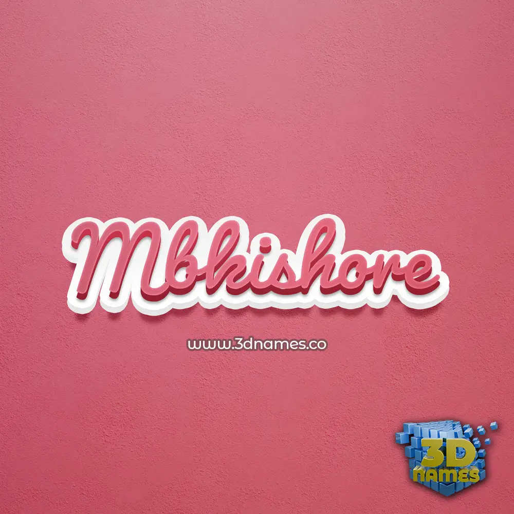 mbkishore in Red Scribble style - 3D name wallpaper