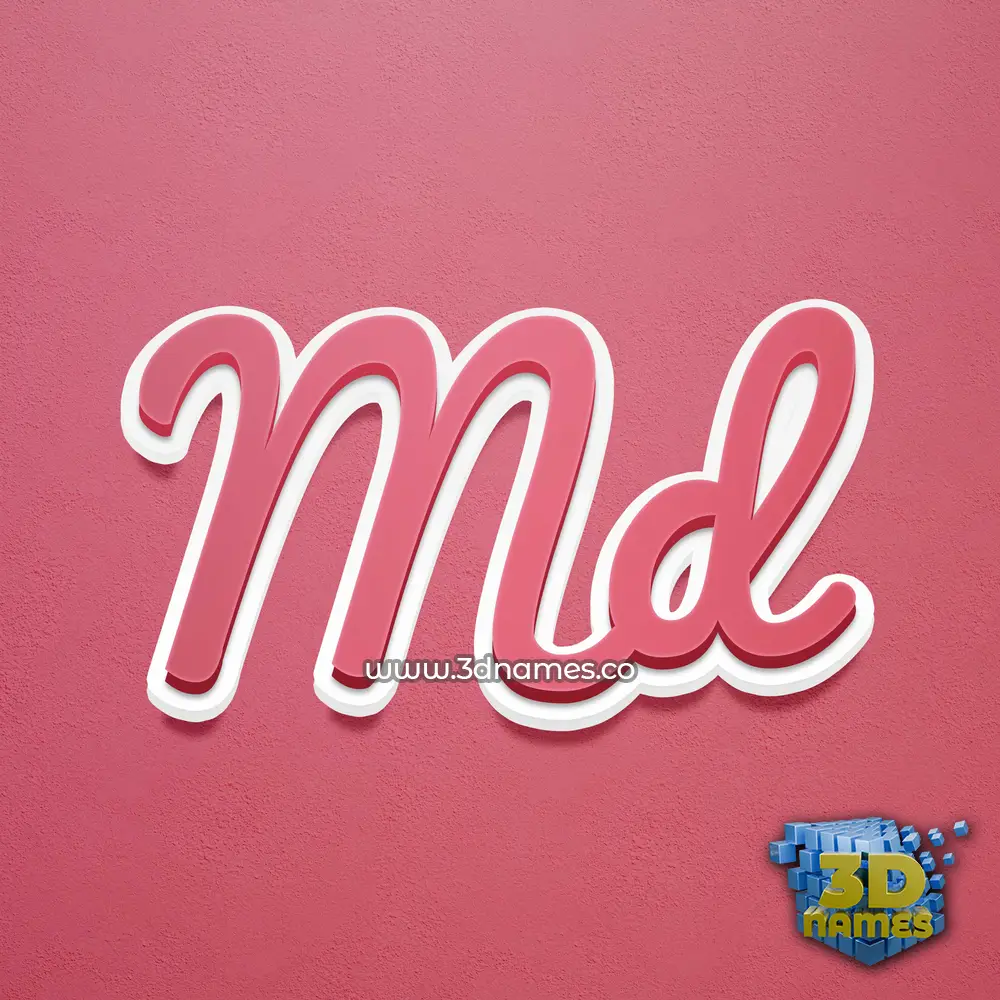 md in Red Scribble style - 3D name wallpaper