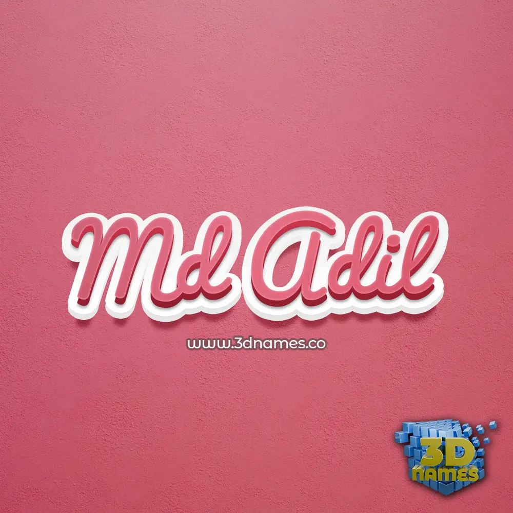md adil in Red Scribble style - 3D name wallpaper