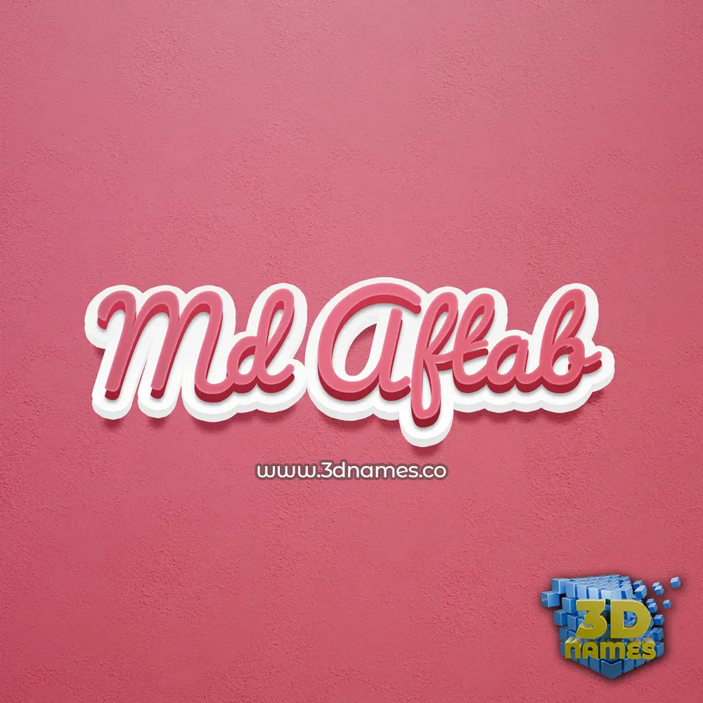 md aftab in Red Scribble style - 3D name wallpaper