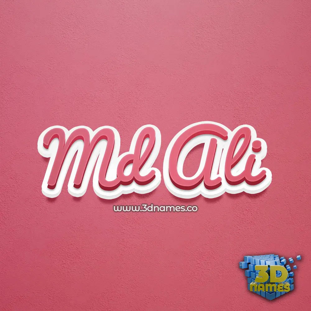 md ali in Red Scribble style - 3D name wallpaper