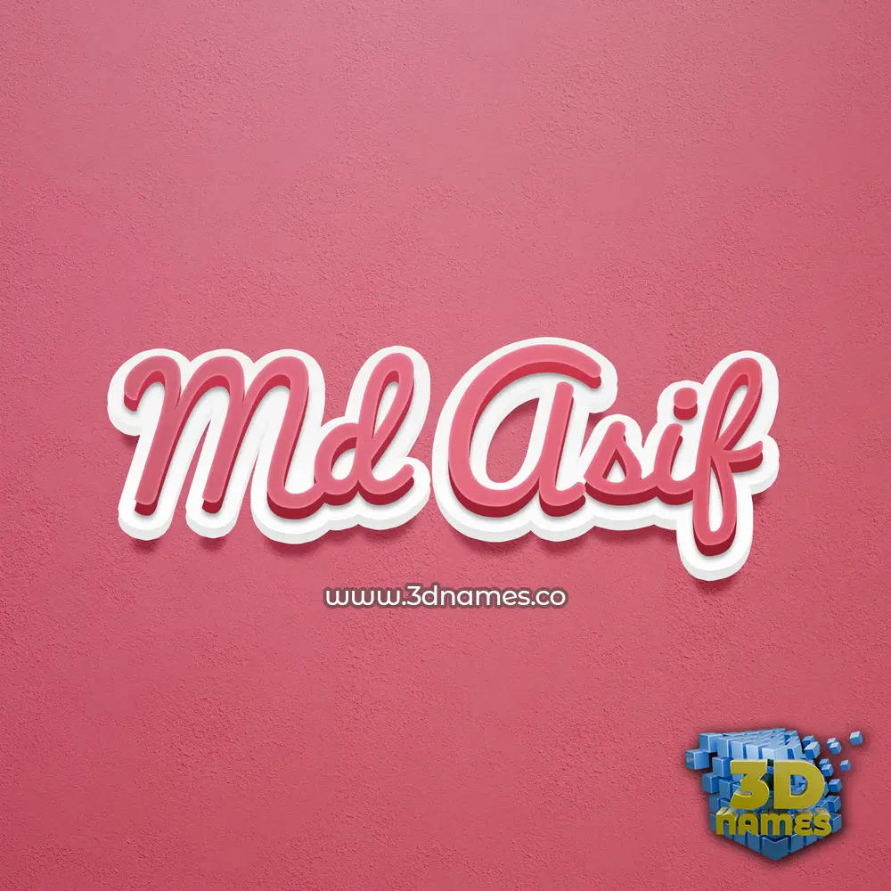 md asif in Red Scribble style - 3D name wallpaper