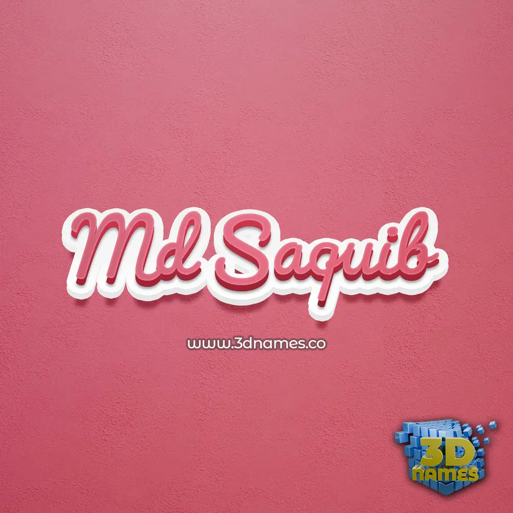 md saquib in Red Scribble style - 3D name wallpaper