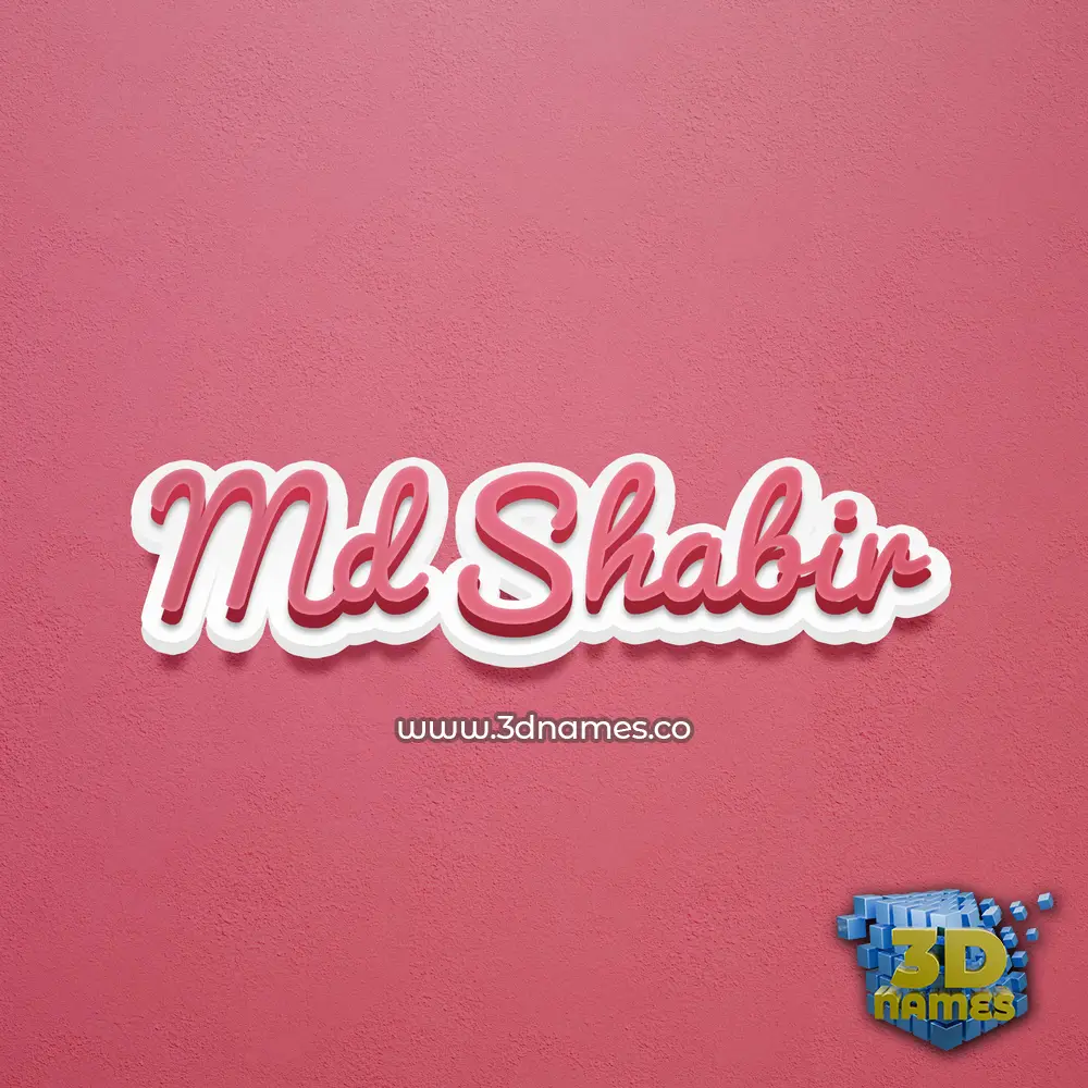 md shabir in Red Scribble style - 3D name wallpaper