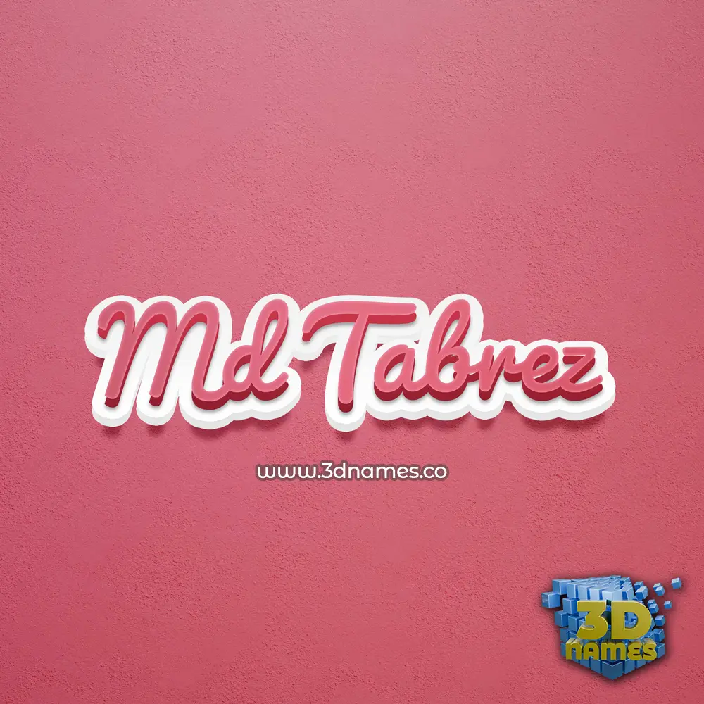 md tabrez in Red Scribble style - 3D name wallpaper