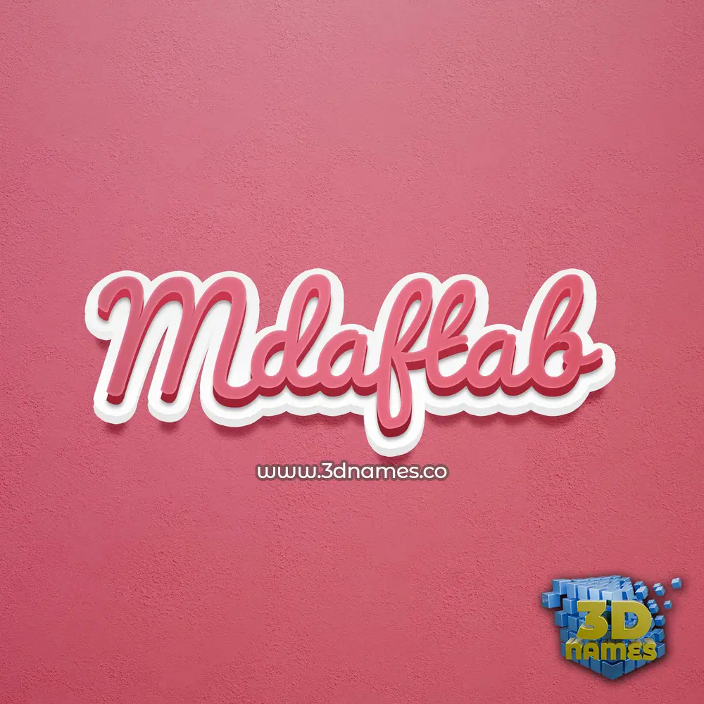 mdaftab in Red Scribble style - 3D name wallpaper