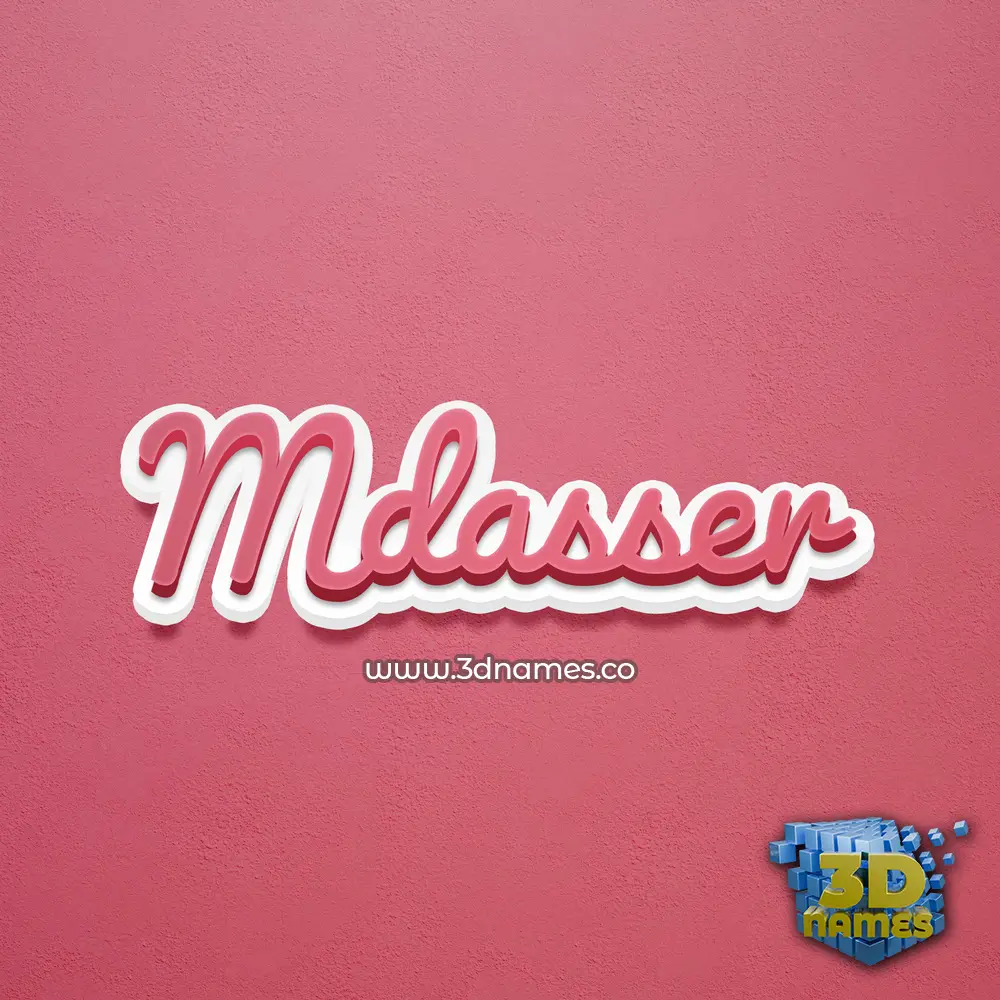 mdasser in Red Scribble style - 3D name wallpaper