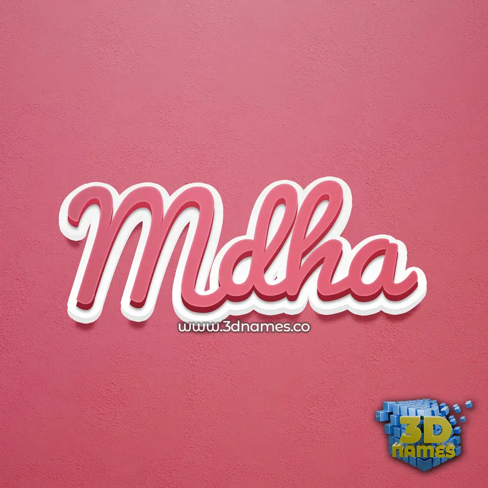 mdha in Red Scribble style - 3D name wallpaper