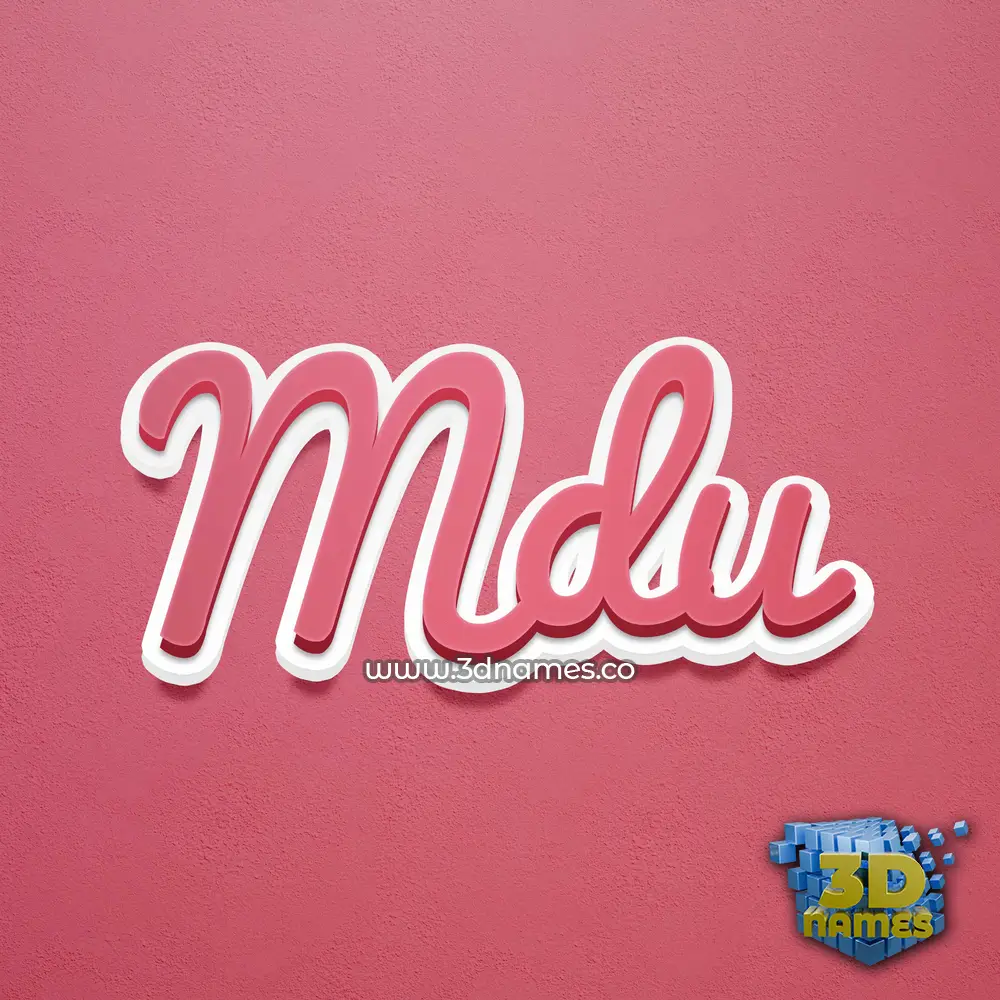 mdu in Red Scribble style - 3D name wallpaper