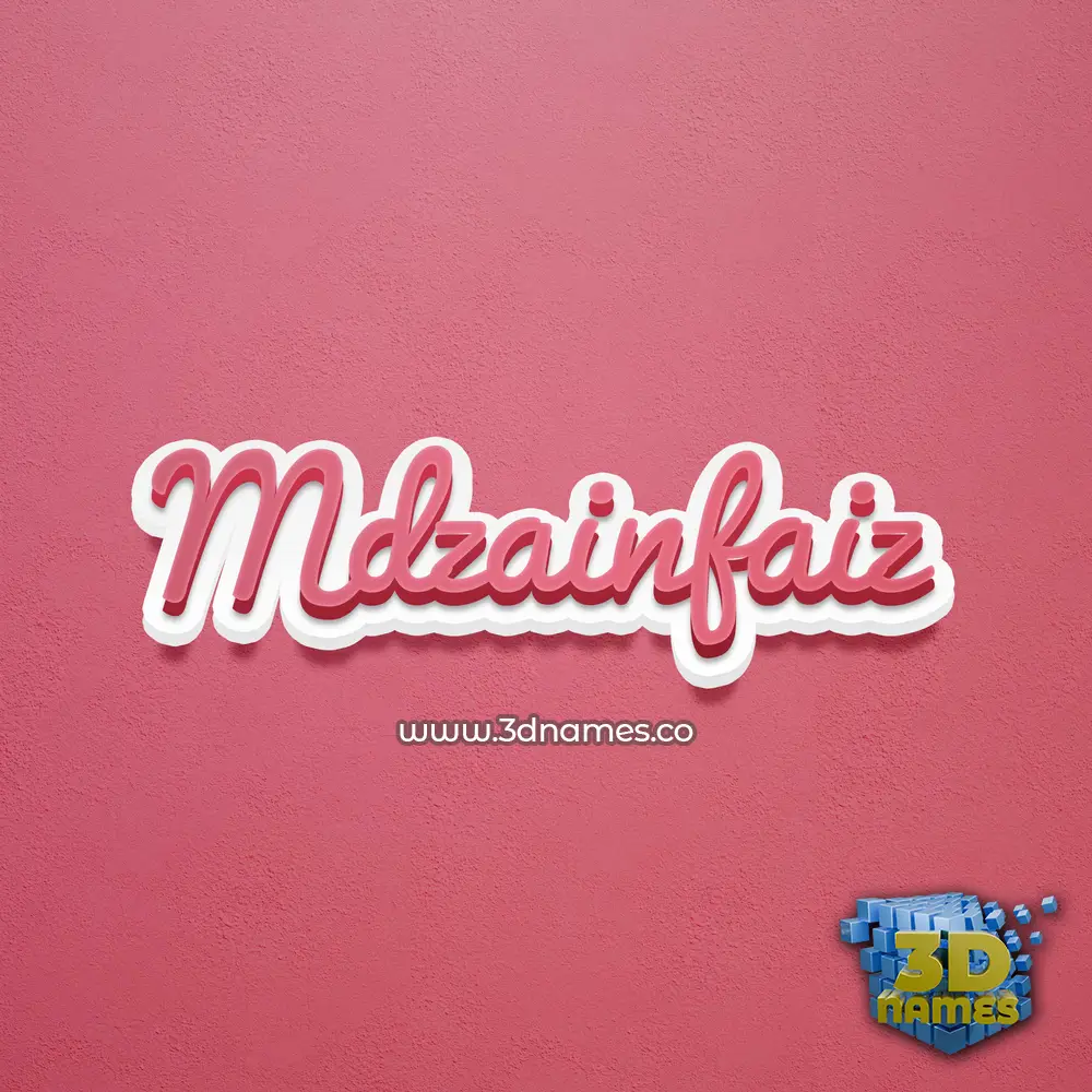 mdzainfaiz in Red Scribble style - 3D name wallpaper