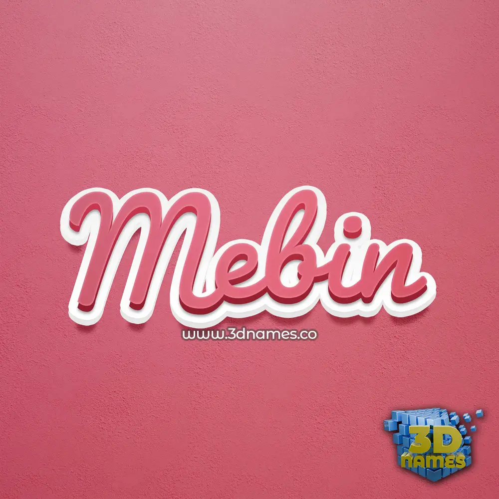 mebin in Red Scribble style - 3D name wallpaper