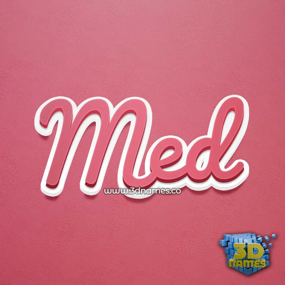 med in Red Scribble style - 3D name wallpaper