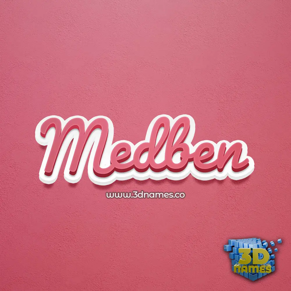 medben in Red Scribble style - 3D name wallpaper