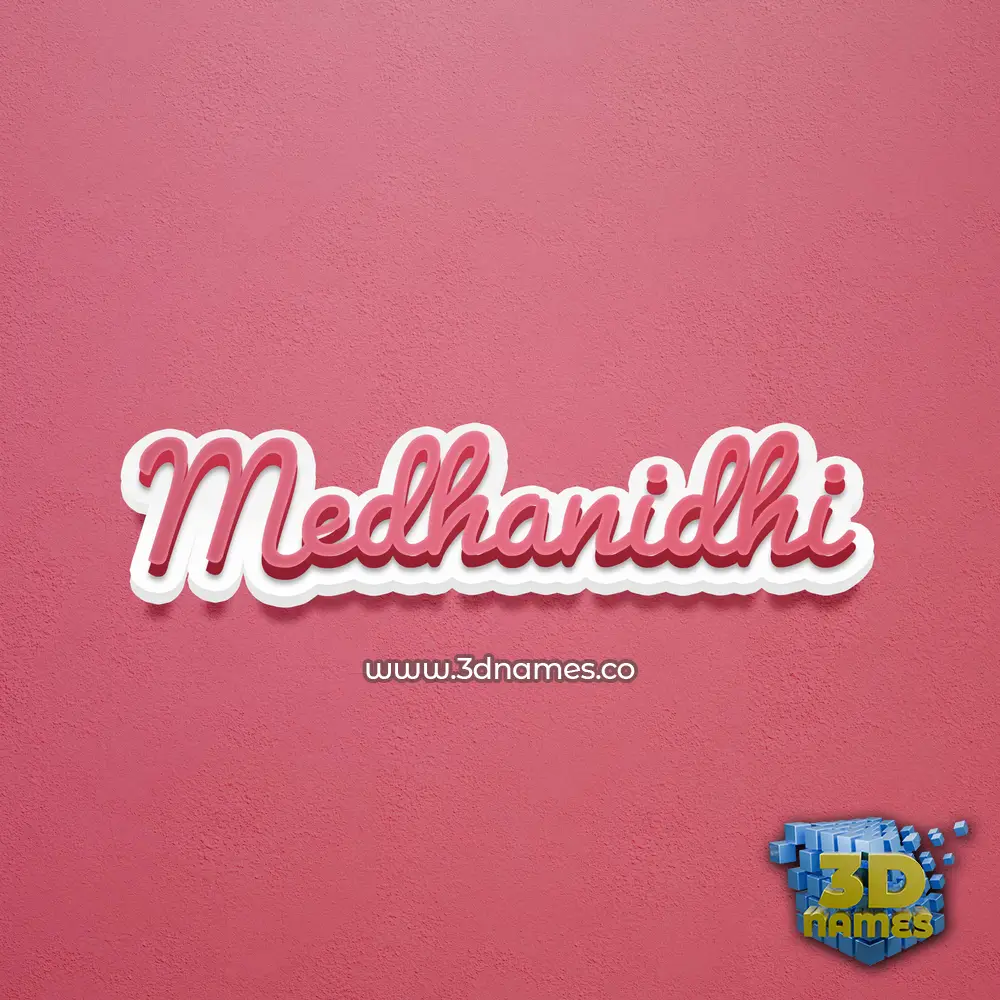 medhanidhi in Red Scribble style - 3D name wallpaper