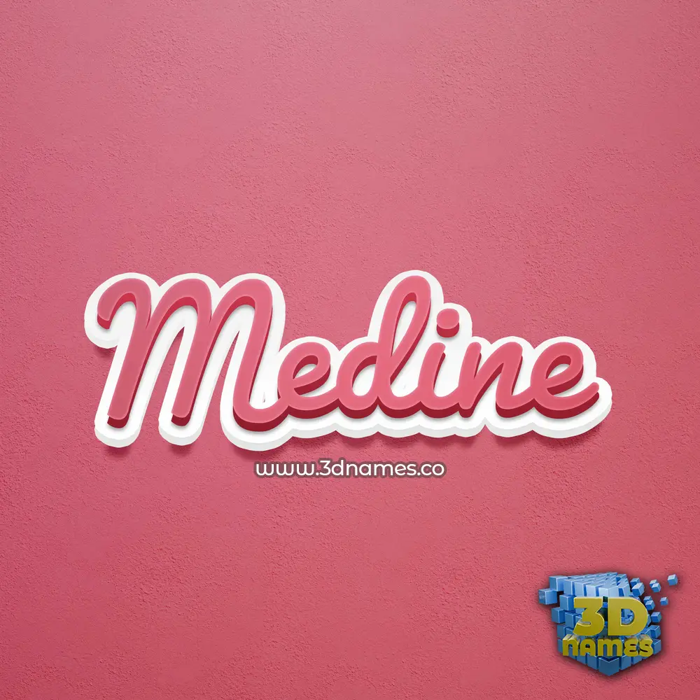 medine in Red Scribble style - 3D name wallpaper