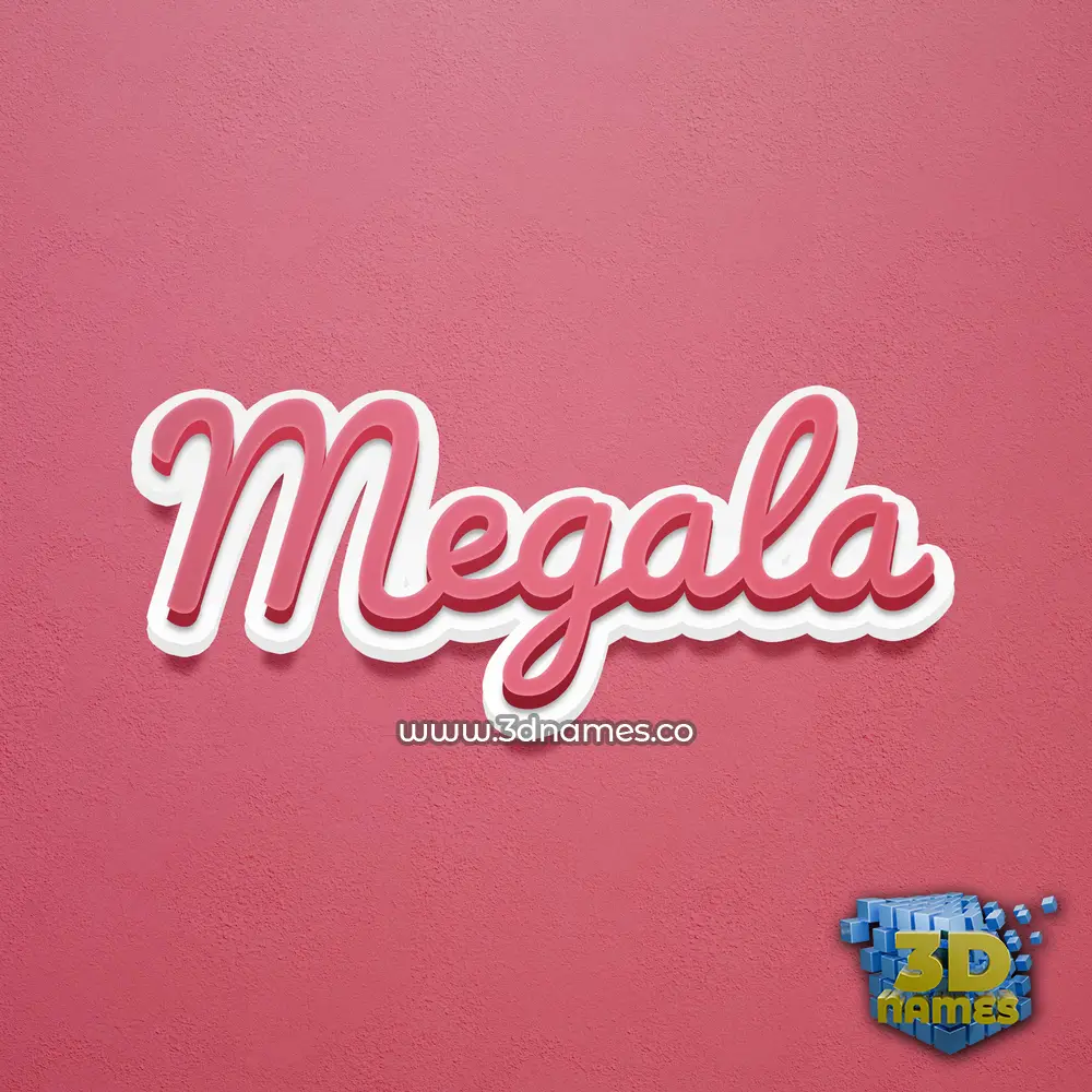 megala in Red Scribble style - 3D name wallpaper