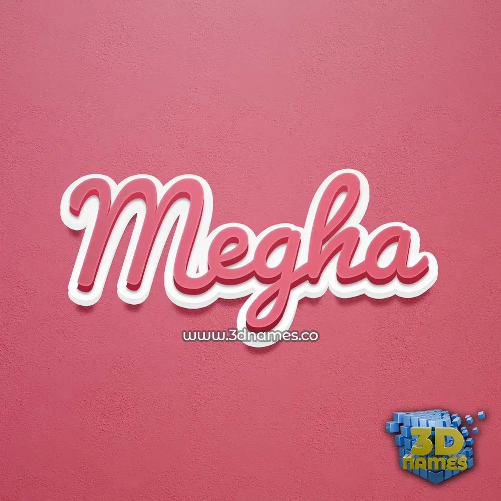 megha in Red Scribble style - 3D name wallpaper