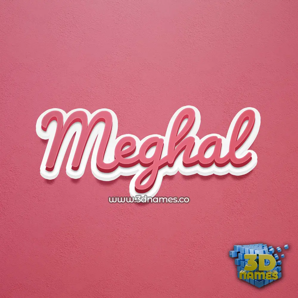 meghal in Red Scribble style - 3D name wallpaper