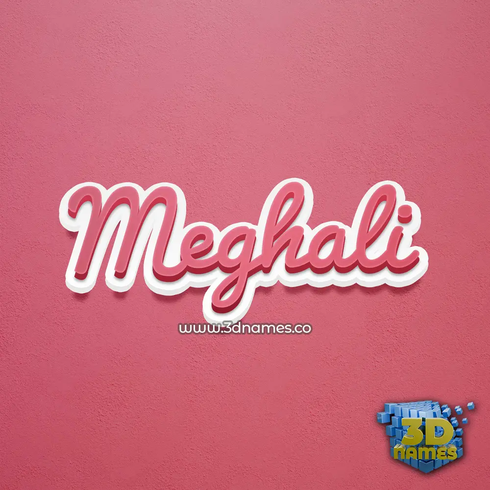 meghali in Red Scribble style - 3D name wallpaper